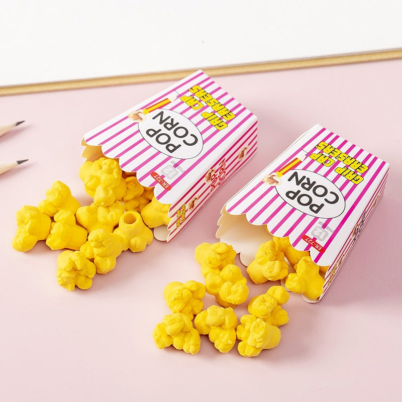 12PCs Popcorn Shape Pencil Eraser