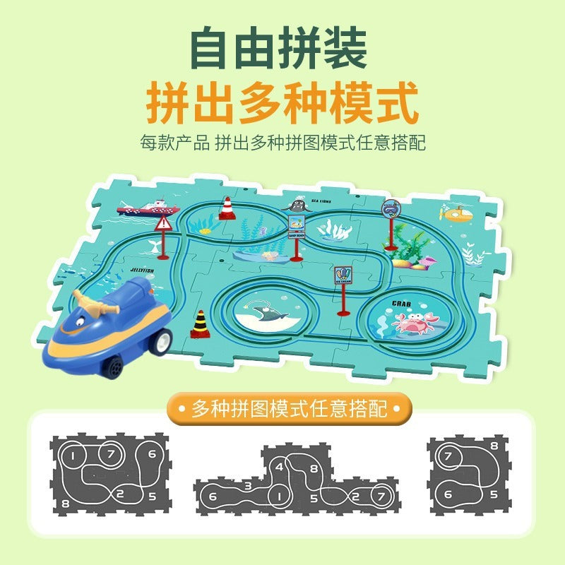 Rail Car Puzzle Track Playset