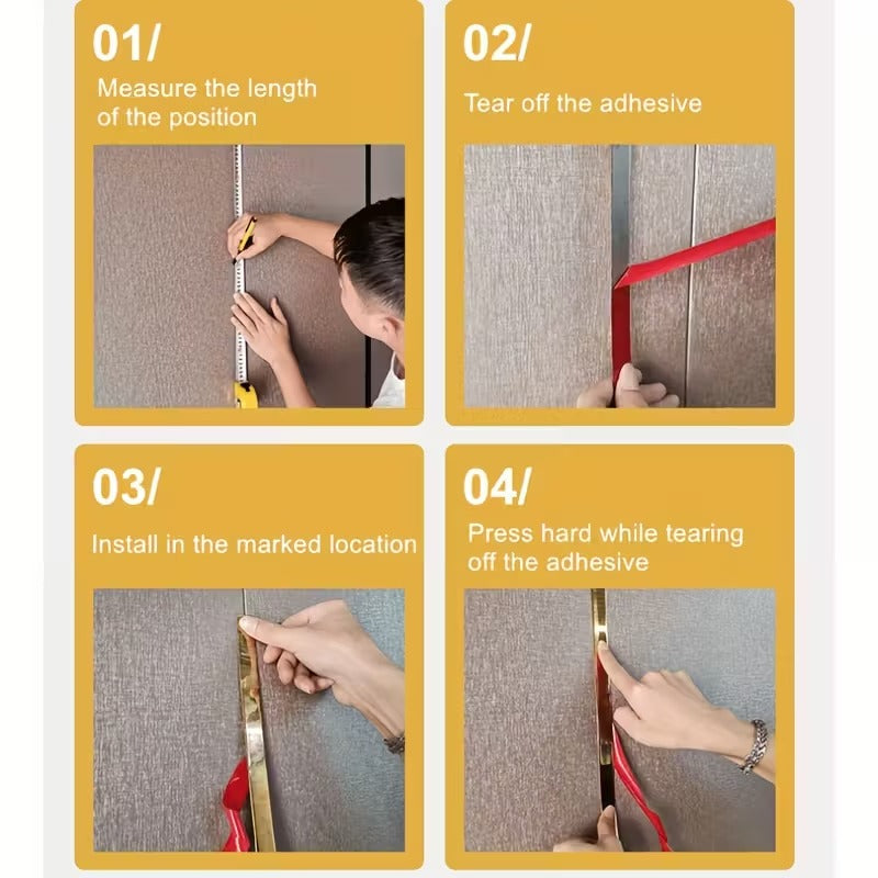 Self-Adhesive Golden Wall Sticker Roll (0.8x96 Inches)