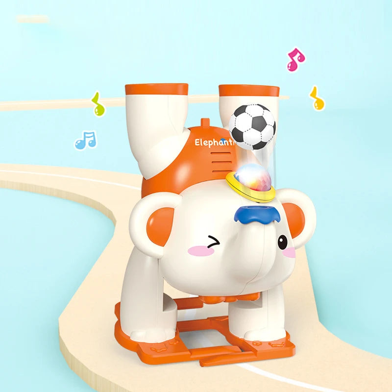 Cute Walking Baby Elephant Blow Ball Toy with Music & Light