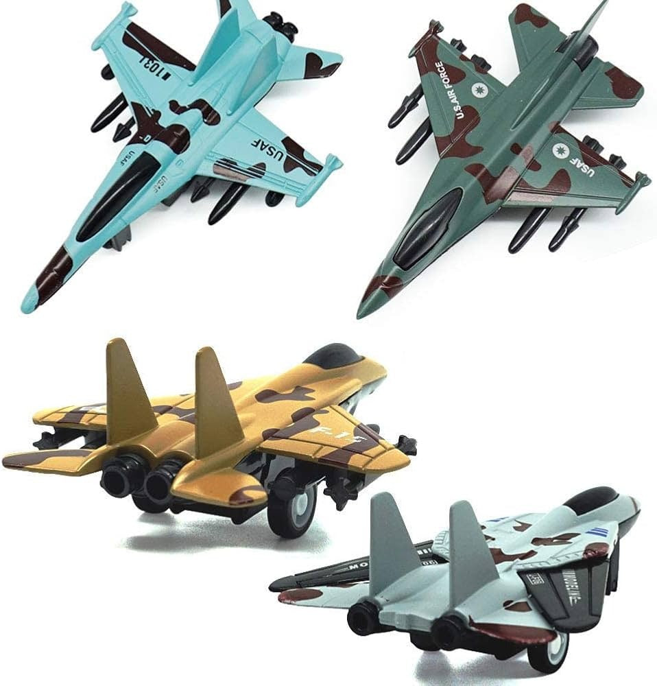 Pack of 4 -  Metal Fighter Jet Toy