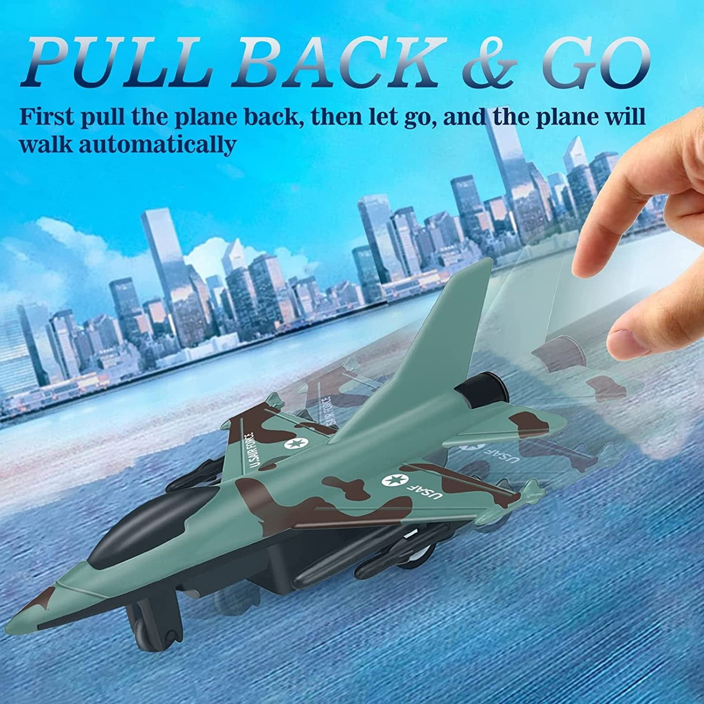 Pack of 4 -  Metal Fighter Jet Toy