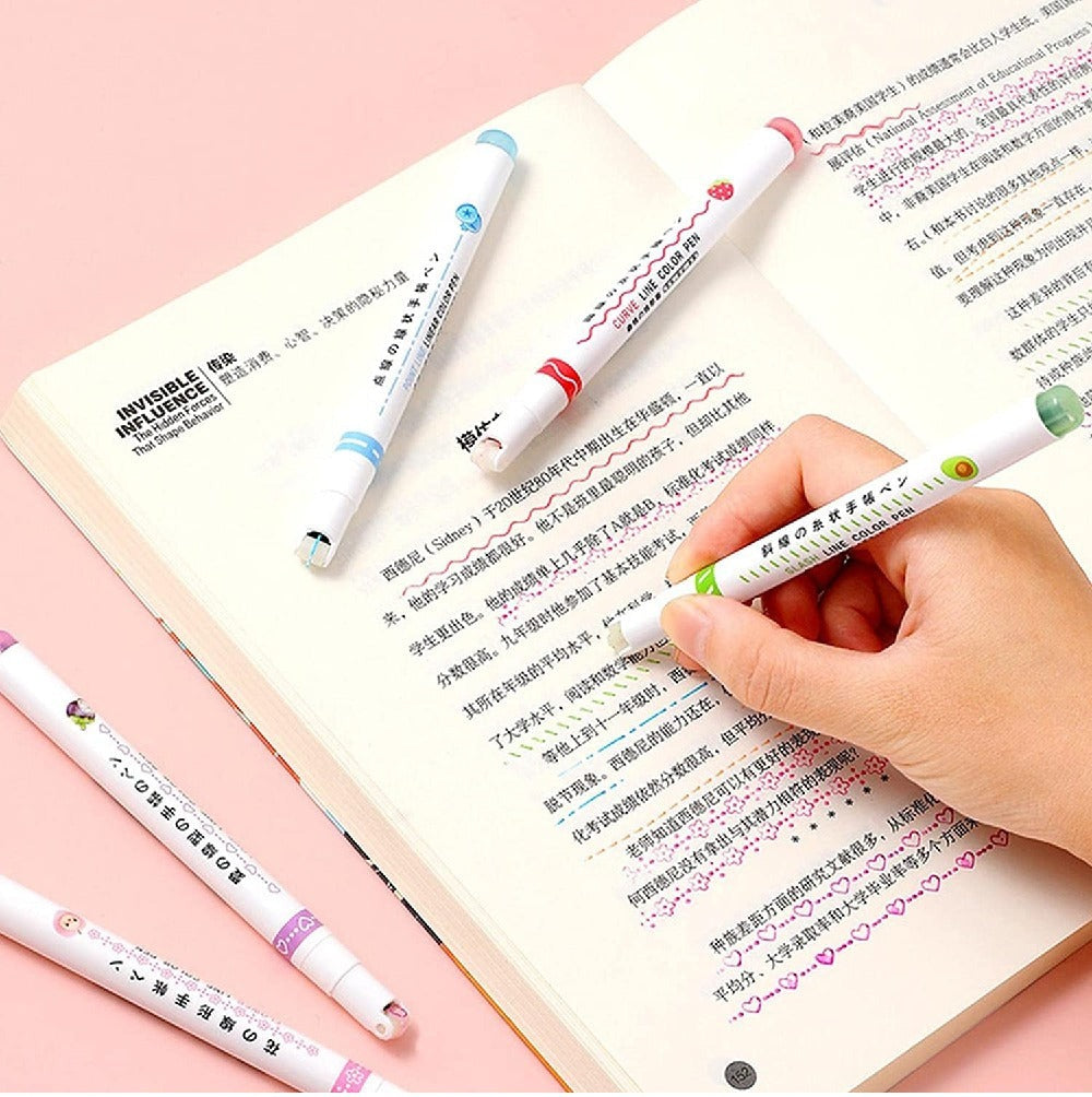 Pack Of 6 Linear Roller Design Color Pen