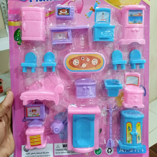 19Pcs Mini Room Furniture Toy Set