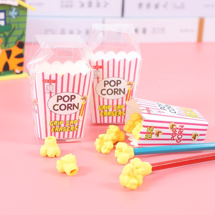 12PCs Popcorn Shape Pencil Eraser
