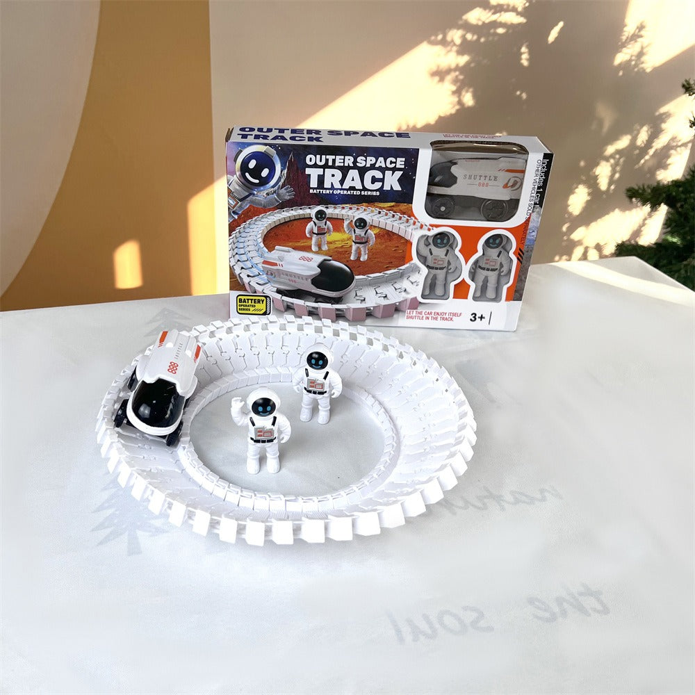 Space Rail Track Car Train With Astronaut