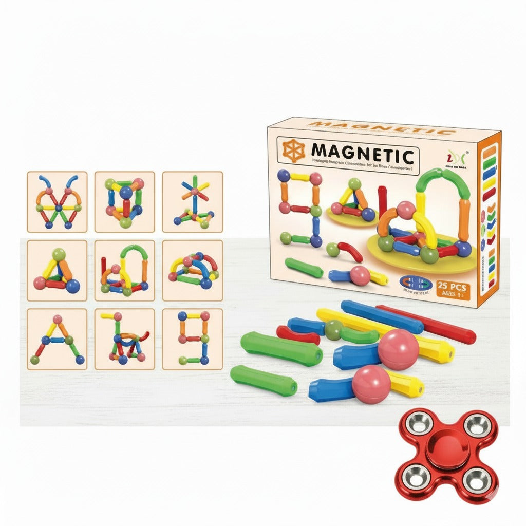 25Pcs Magnetic Building Blocks Stick Toy