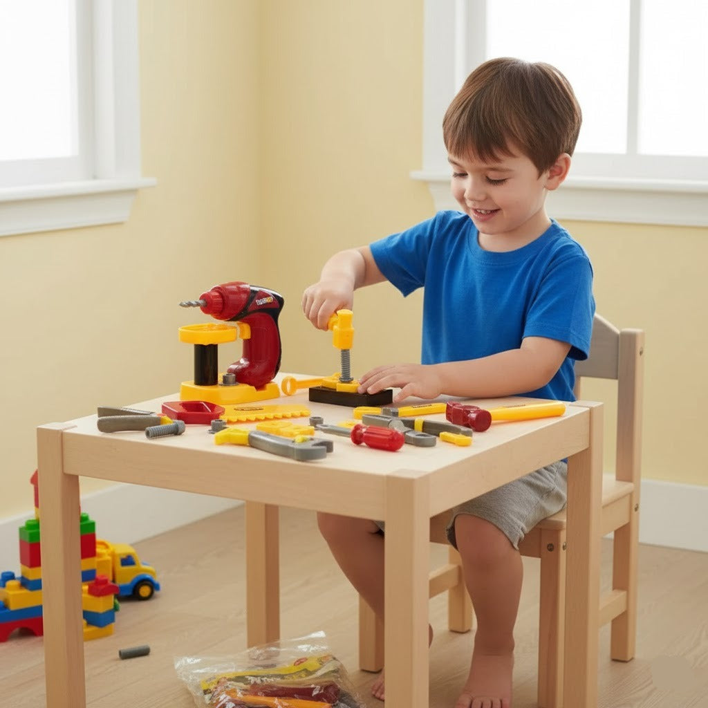 17Pc Kids Hardware Tool Set (Drill Machine Working)